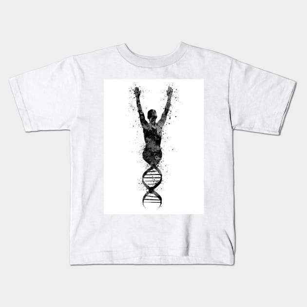 Human DNA Black and White Genetics Gift Kids T-Shirt by LotusGifts